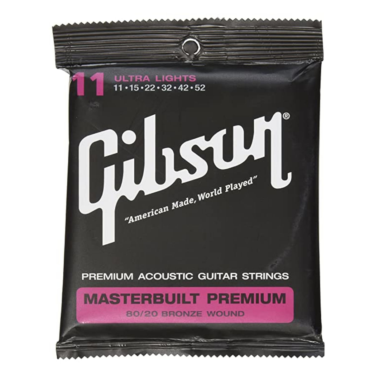 Gibson Acoustic Guitar Strings Masterbuilt Premium 80 20 Brass .011 .052 SAG BRS11