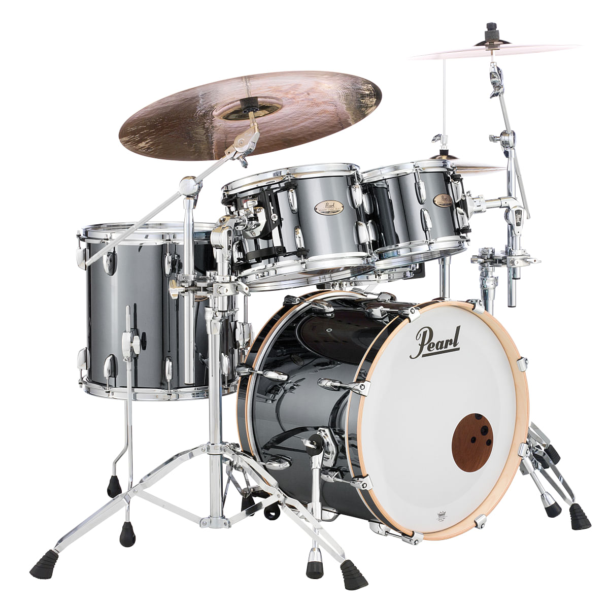 Pearl, Drum Set, 4 Pcs, Session Studio Select, Shell Pack -Black Mirror  Chrome STS924XSP/C (766) 